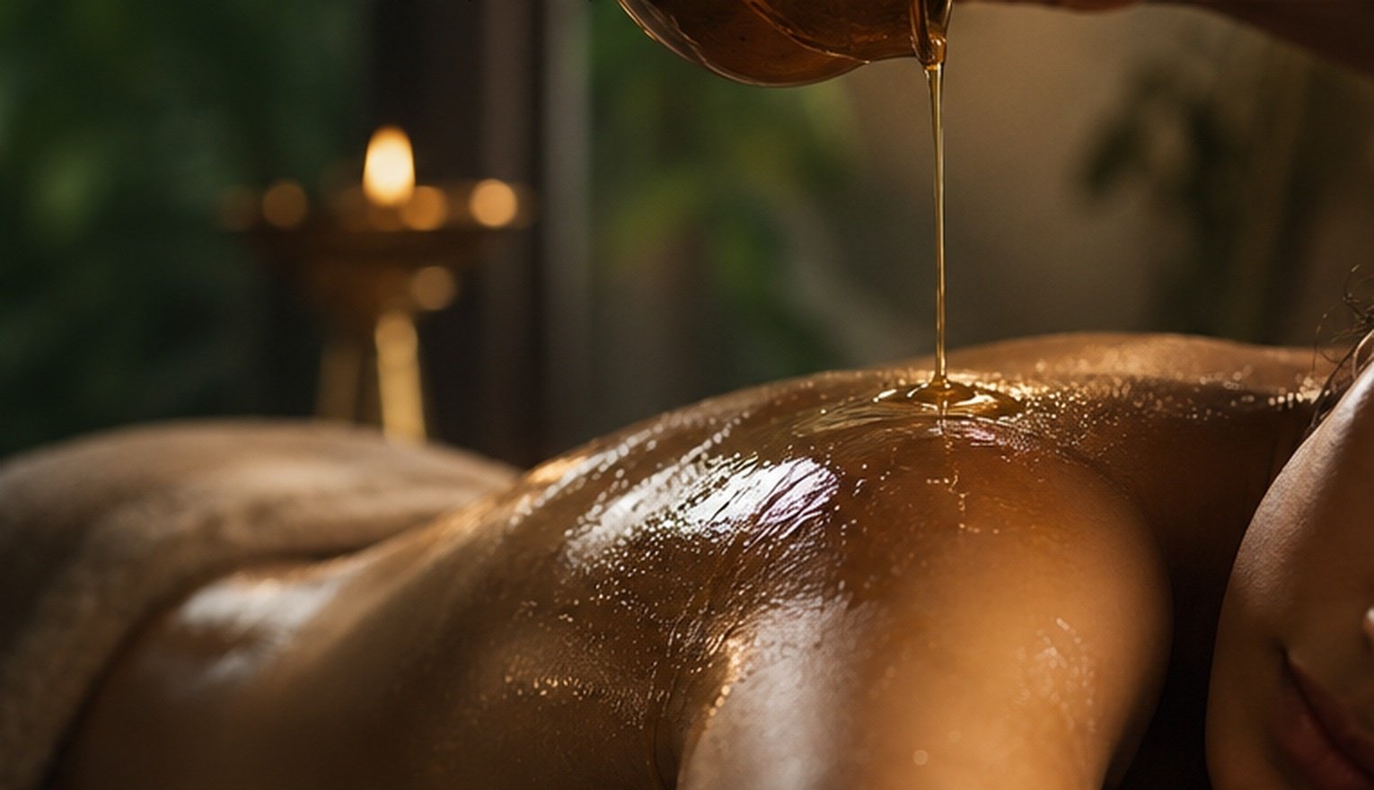Conceptual Ayurvedic oil ritual